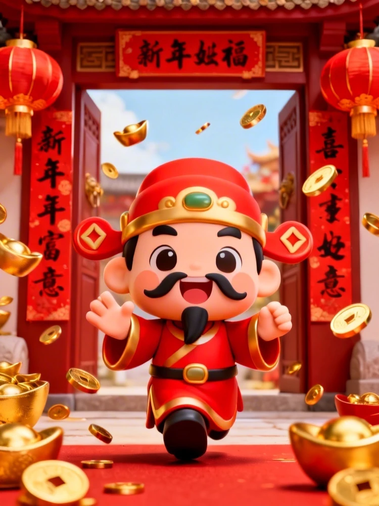 马年迎财神节庆海报