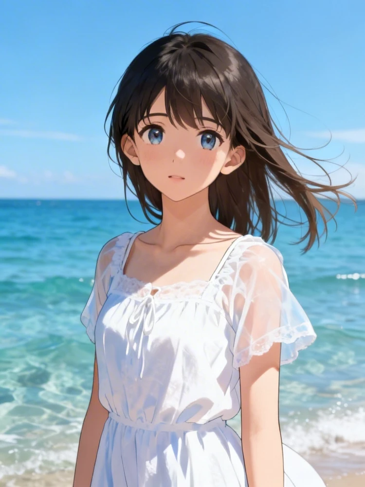 日系海边动漫少女