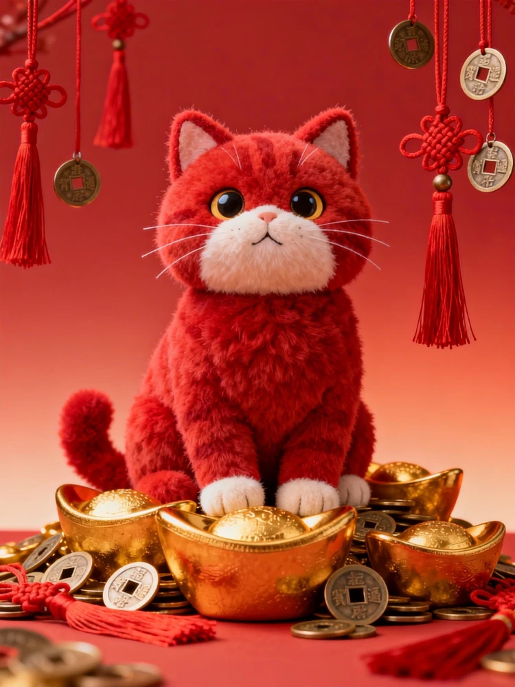 毛绒招财萌宠壁纸