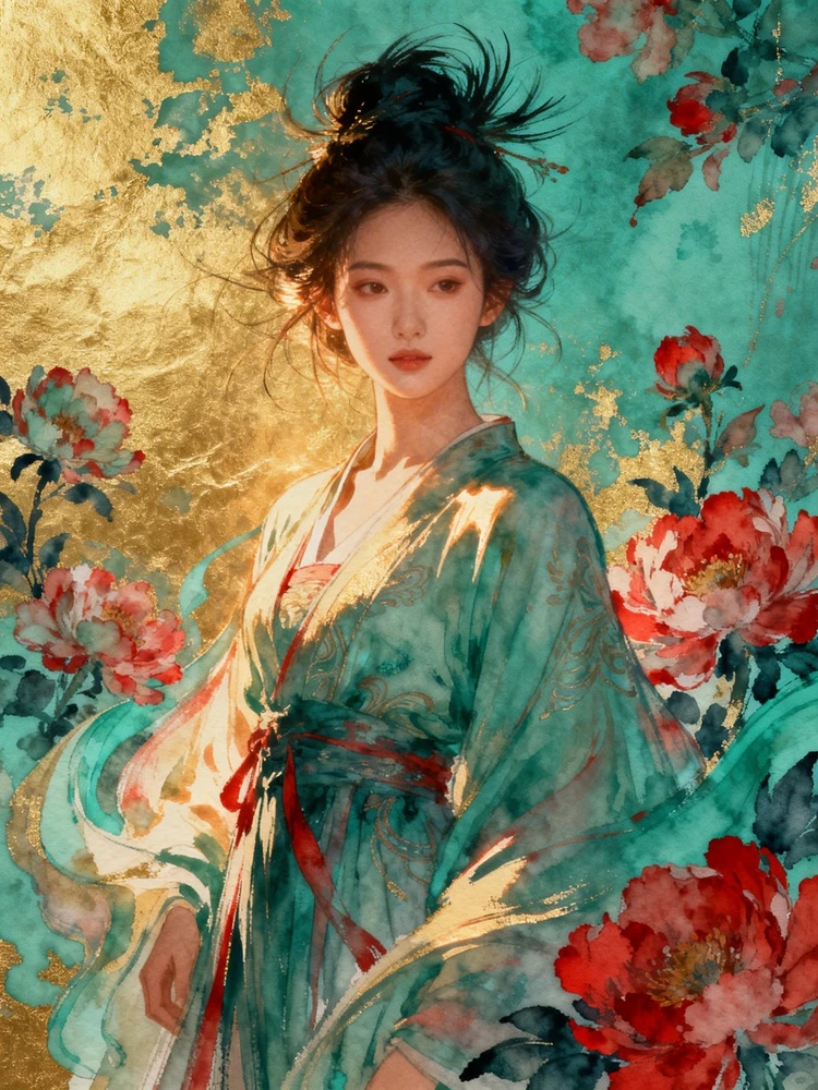 照片变国风水彩插画