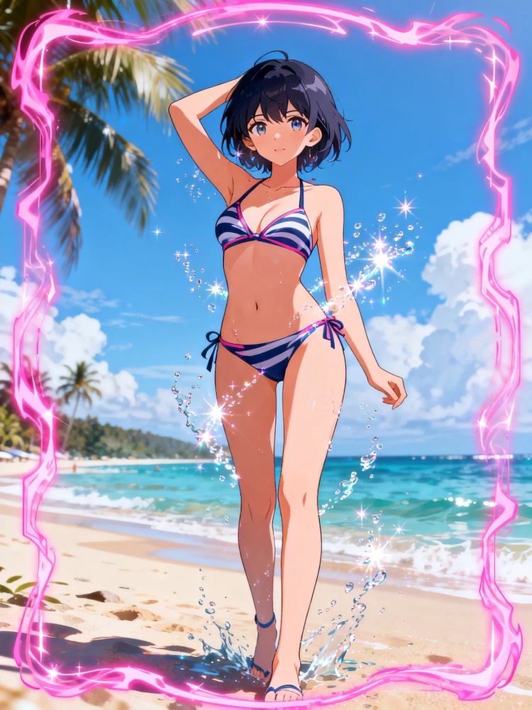 动漫角色夏日泳装特效立绘