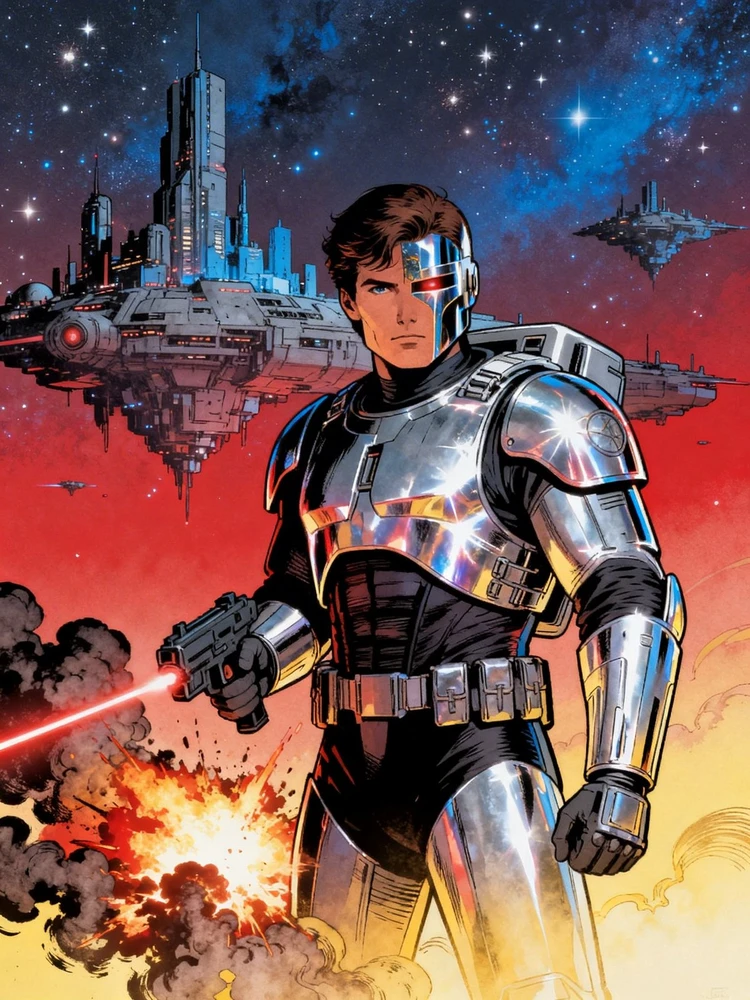 科幻漫画线稿上色插画