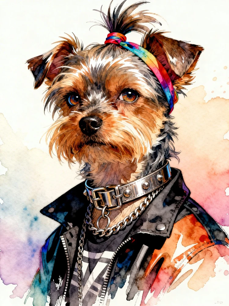 宠物潮酷美漫水彩肖像