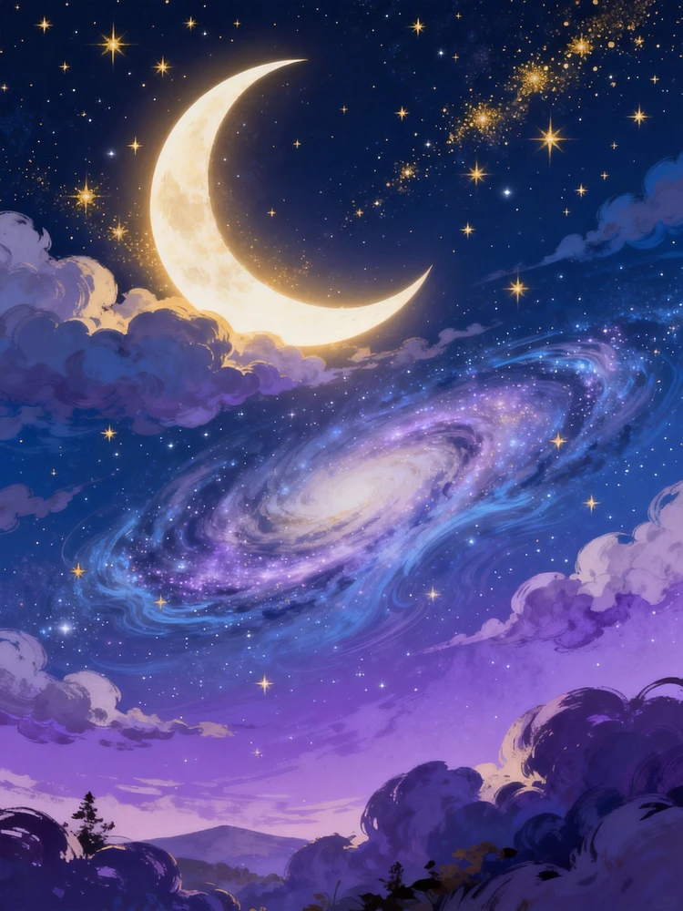 梦幻星空风景插画