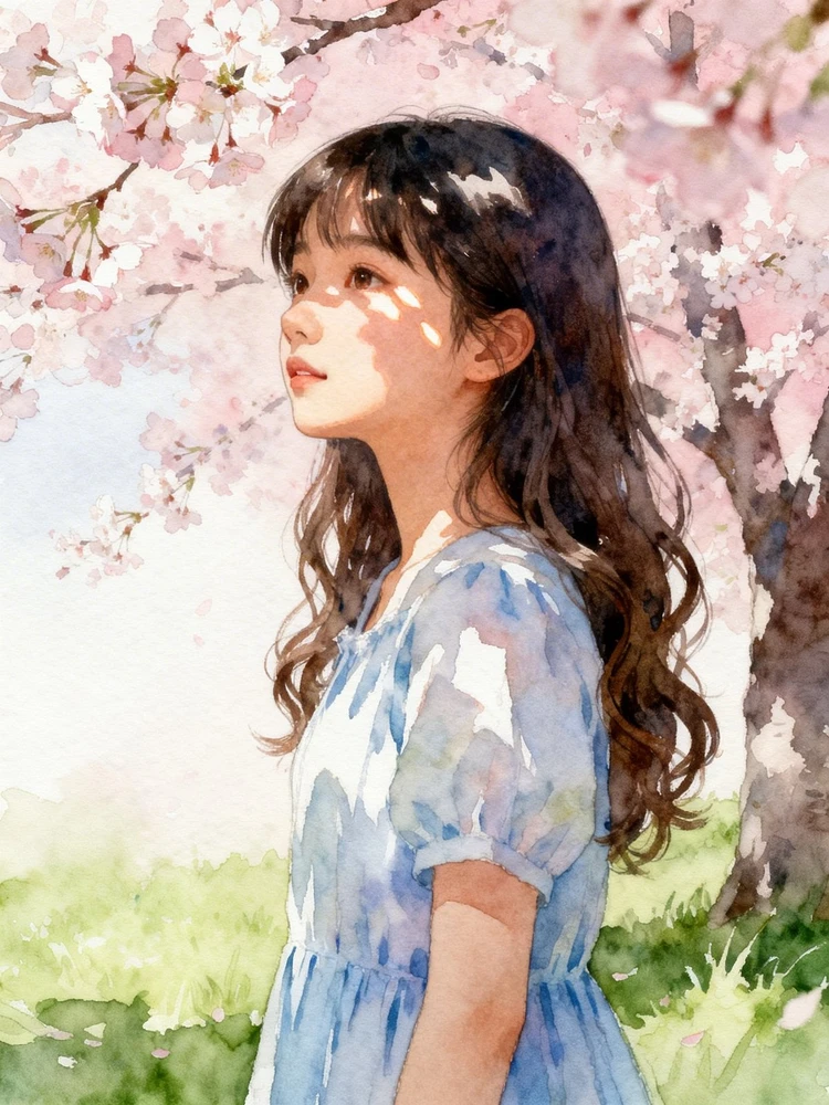 照片变日系治愈水彩插画