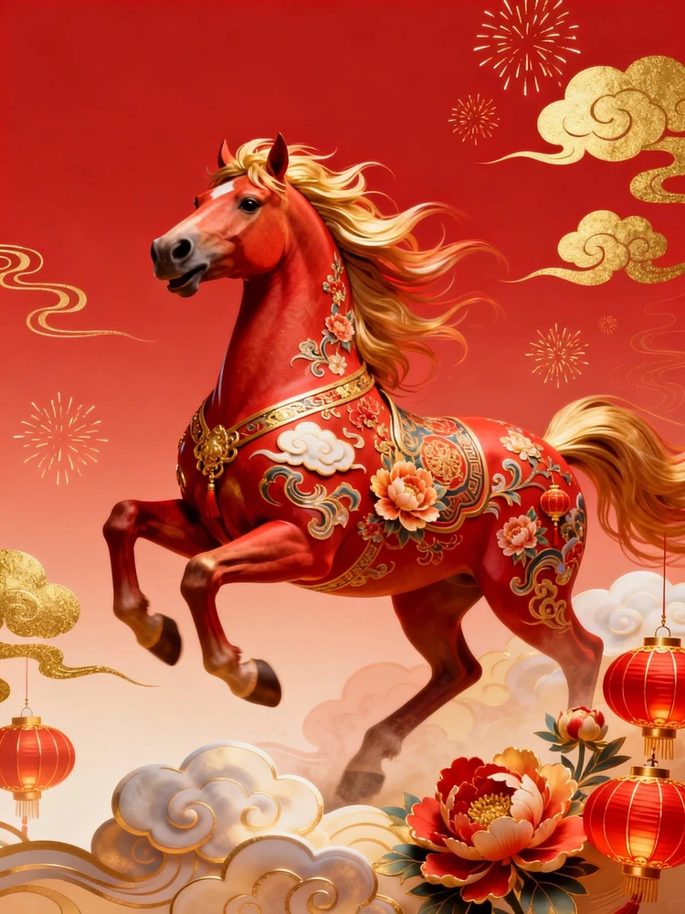 新春骏马国潮海报