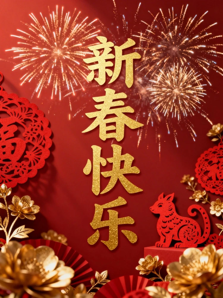 新春鎏金祝福海报