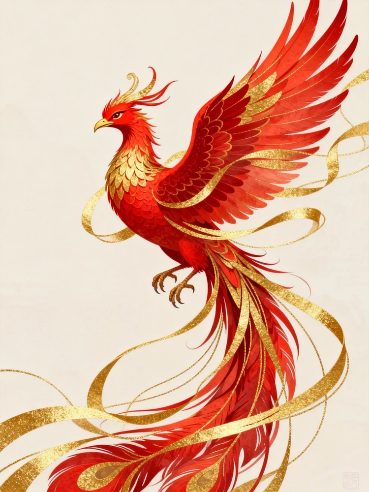 国风金线飘带插画