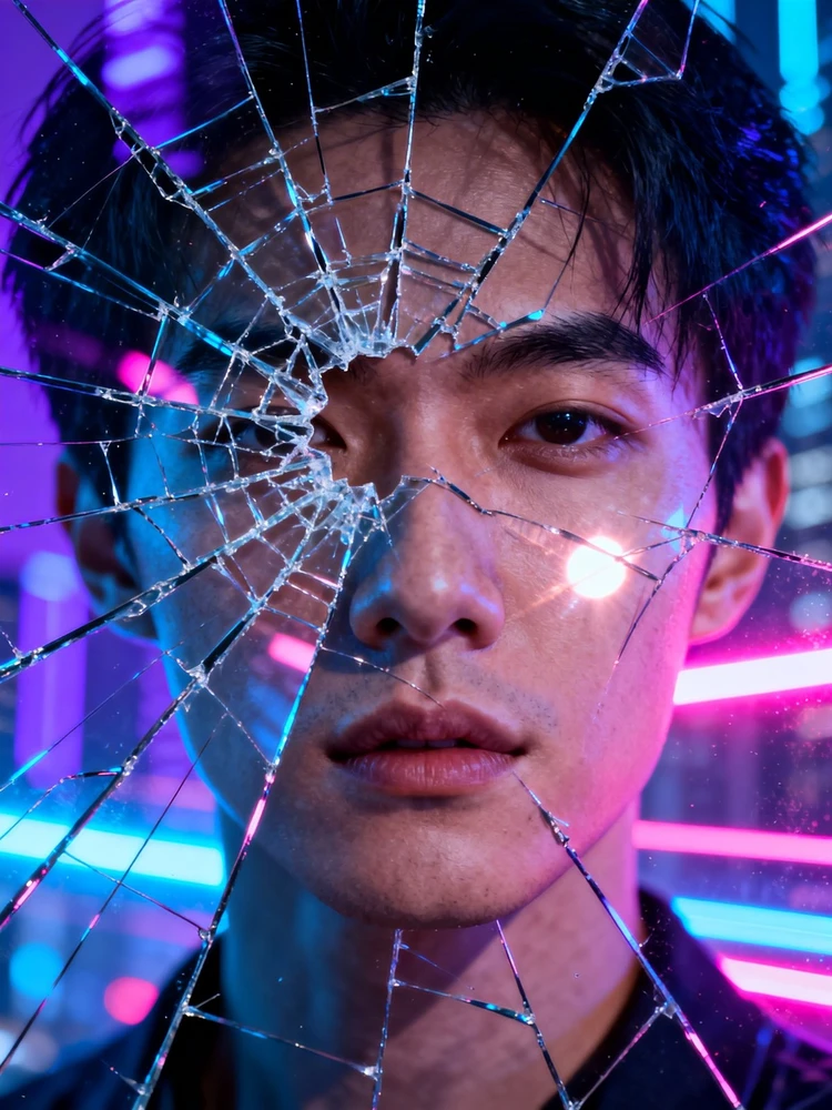 赛博破碎人像海报