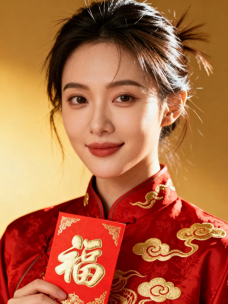 新春汉服红包封面照