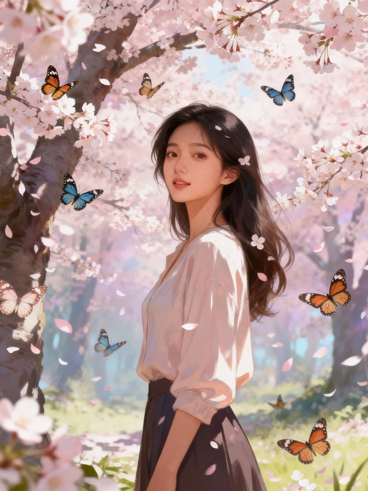 春日樱花梦境插画照