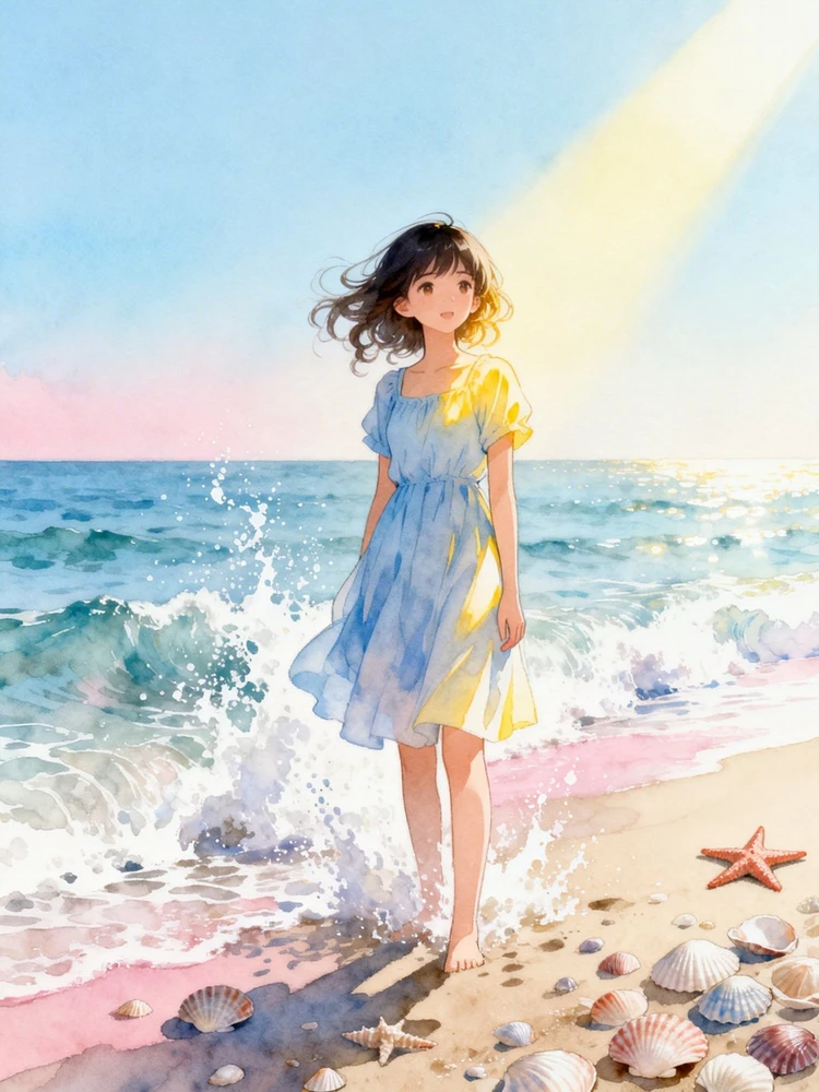 照片变清新水彩动漫插画