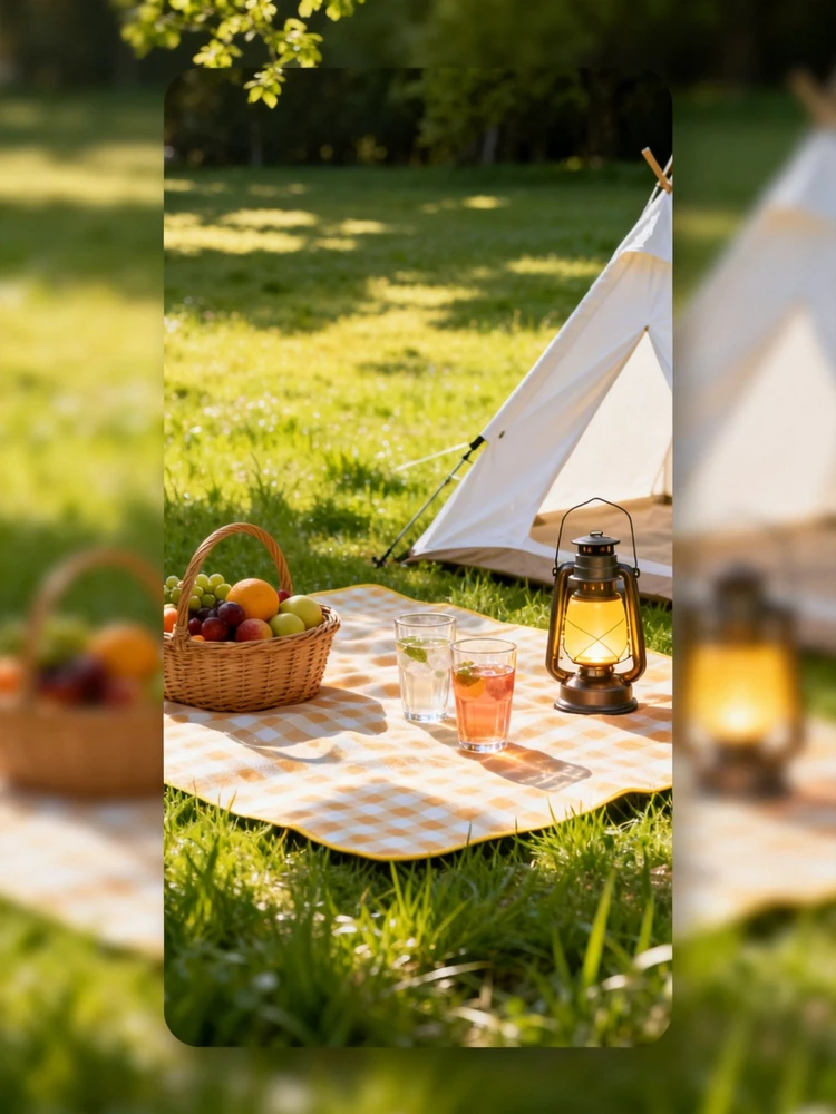 草地露营风产品海报