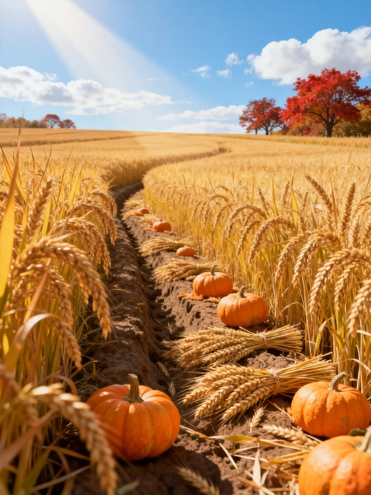 秋分田野艺术海报