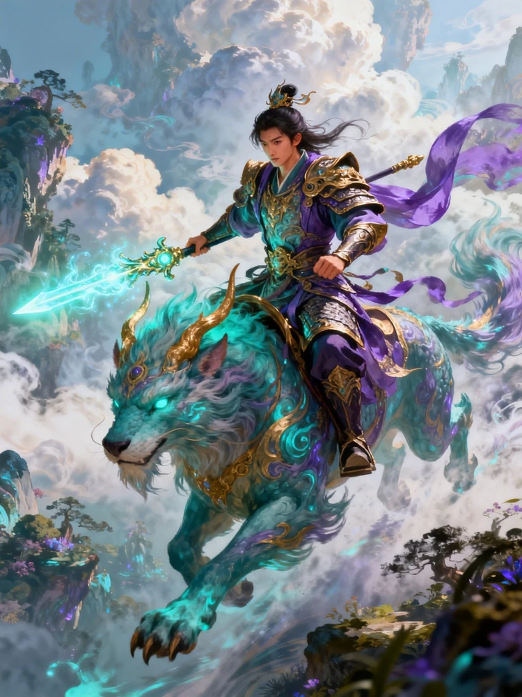 国风仙侠骑兽角色图