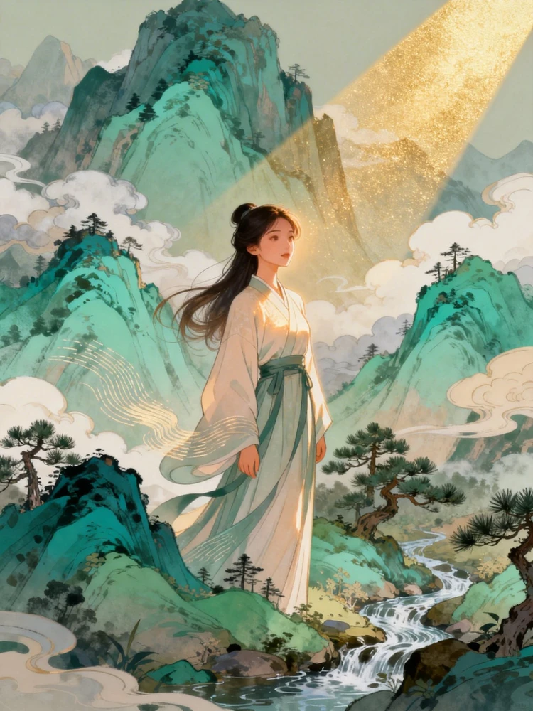 国风山水人物插画转绘