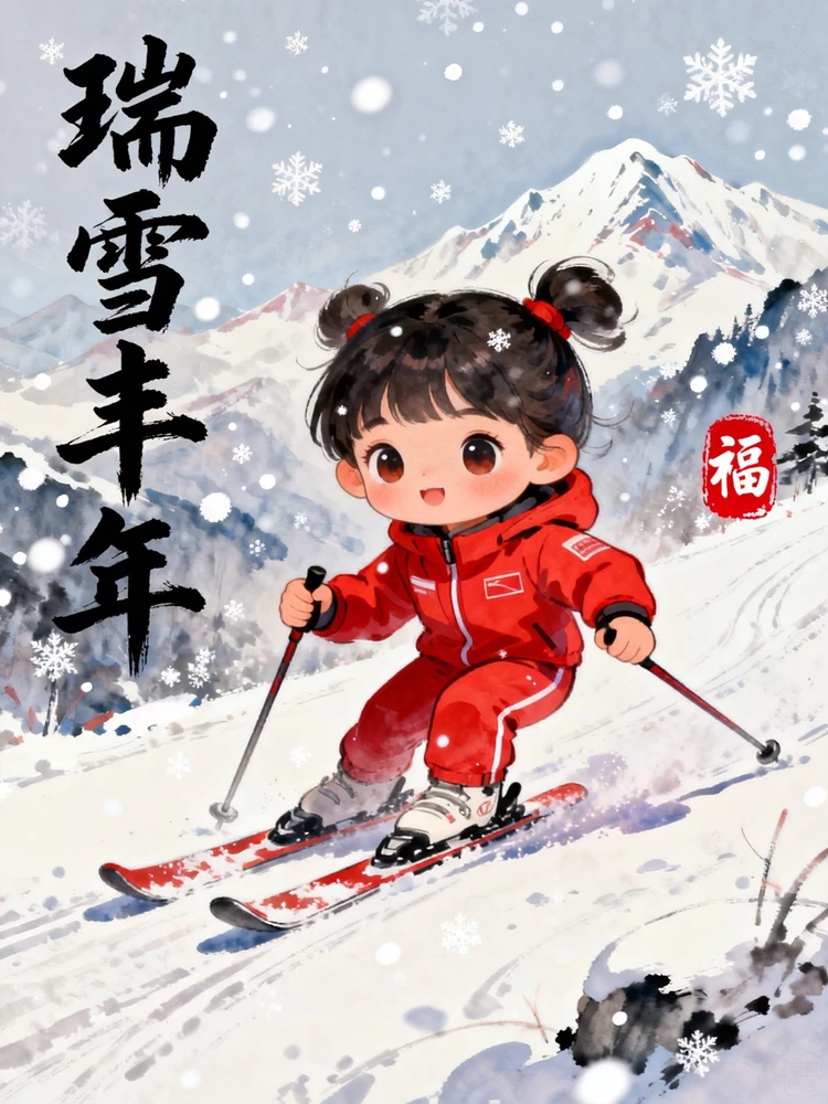 国风Q版滑雪萌娃写真