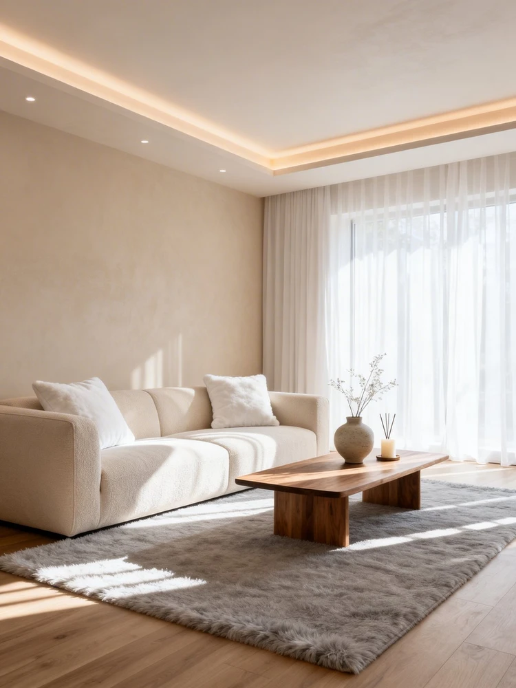 奶油风客厅样板间生成