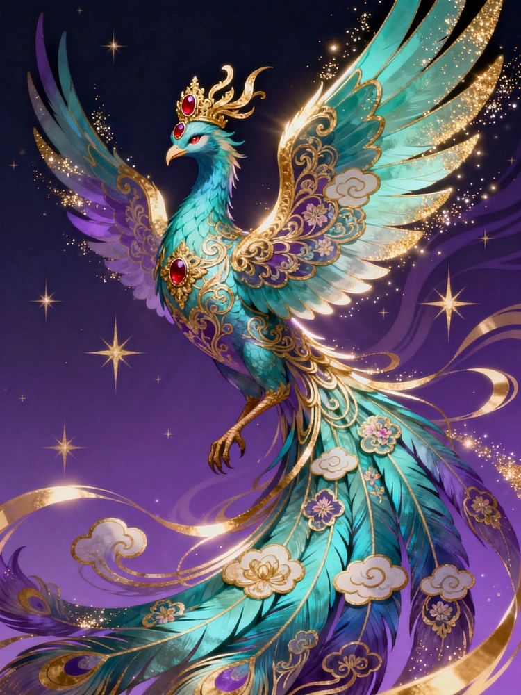 国风金纹华彩插画