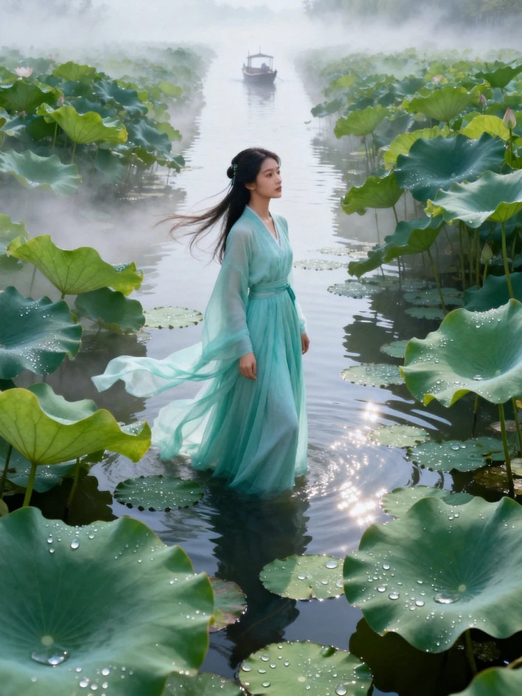 荷塘秘境国风意境照