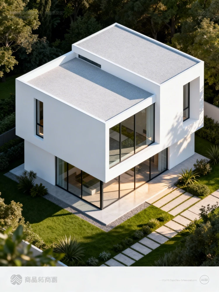 现代白色极简别墅效果图