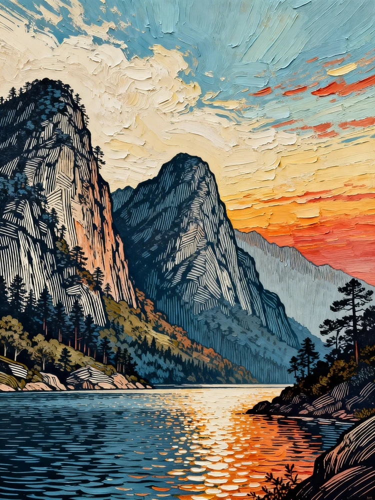 山水钢笔油画艺术照