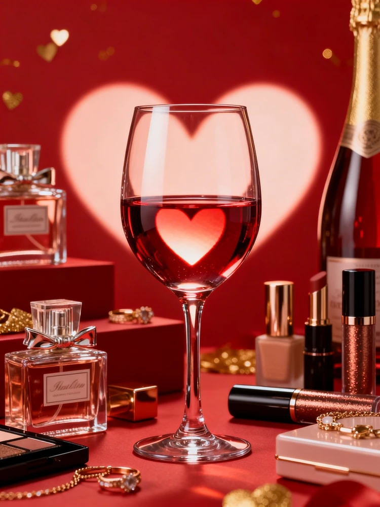 情人节酒杯氛围产品海报