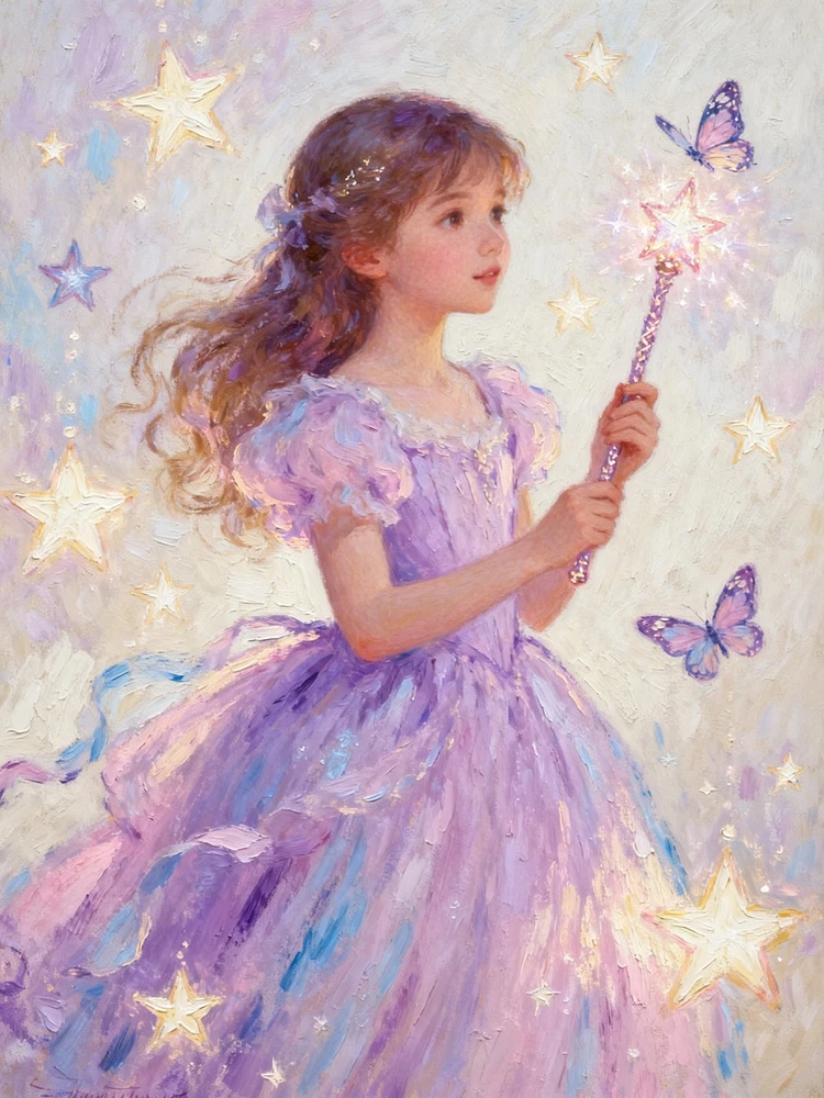 梦幻油画棒童话插画