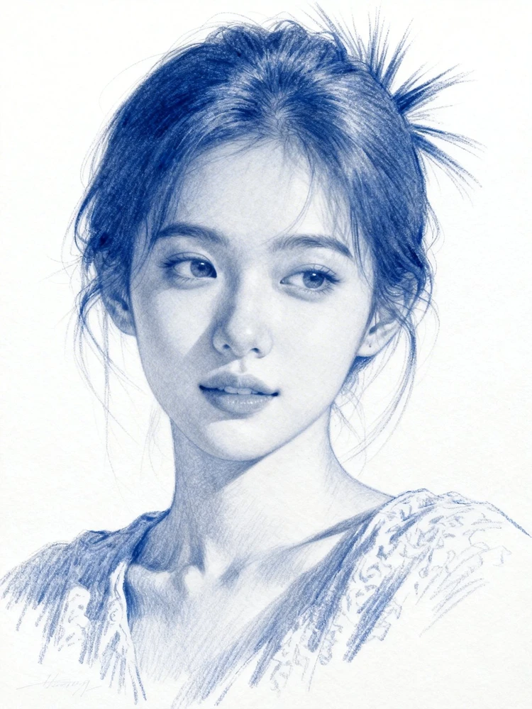 治愈系彩铅人像插画
