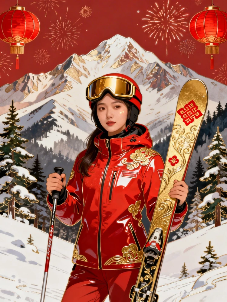 新年国潮滑雪海报生成器