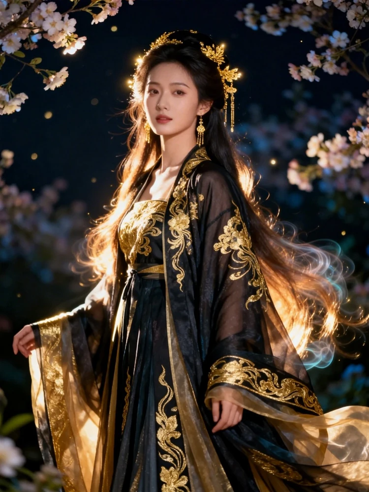 暗夜花影汉服仙气写真