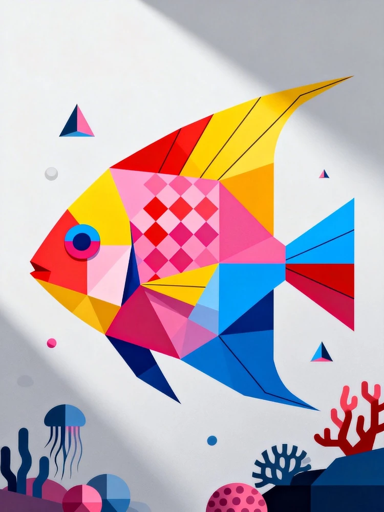 多巴胺几何鱼插画生成器