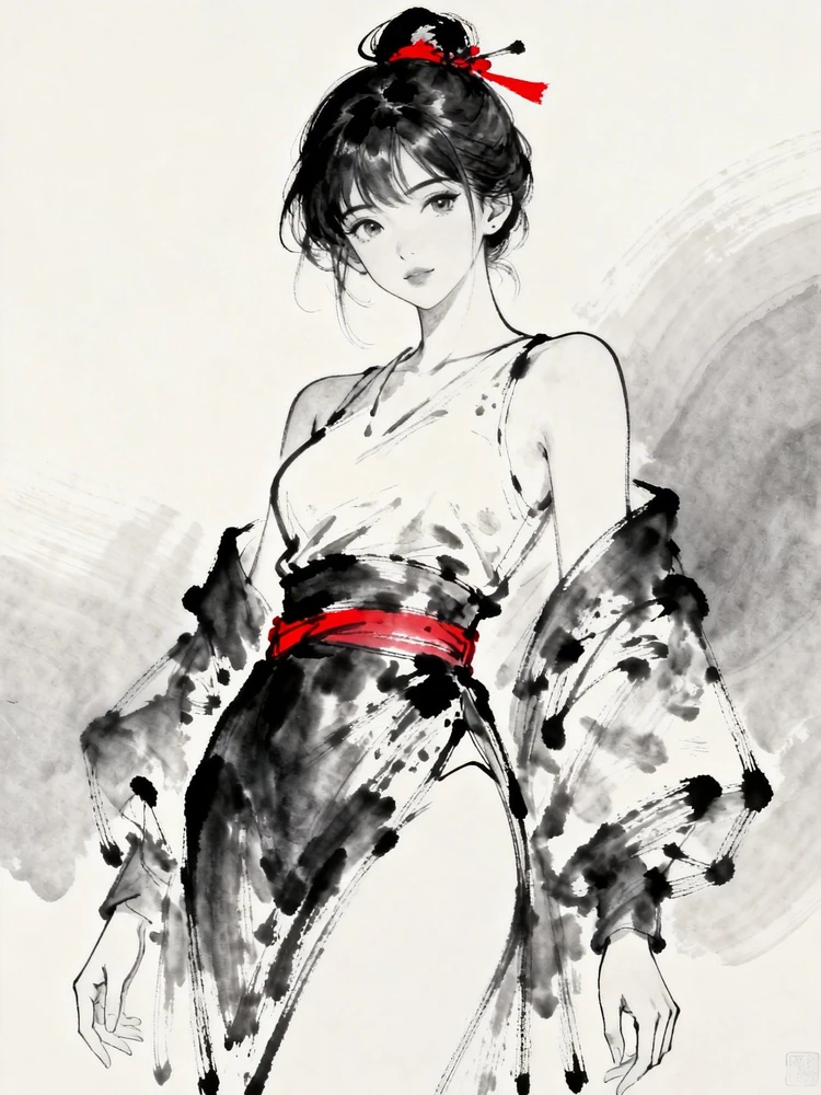 水墨线稿动漫写真