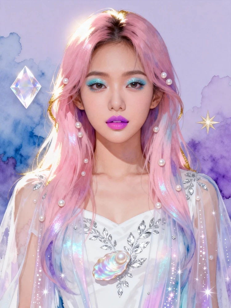 梦幻珠光偶像插画照