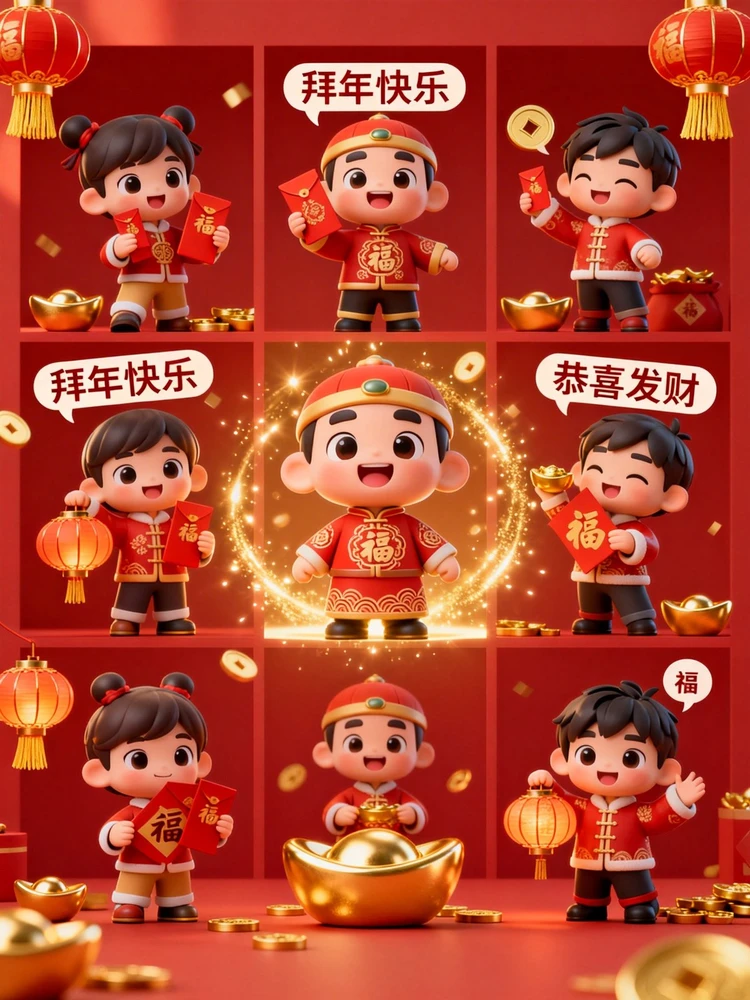 新年九宫格拜年表情包