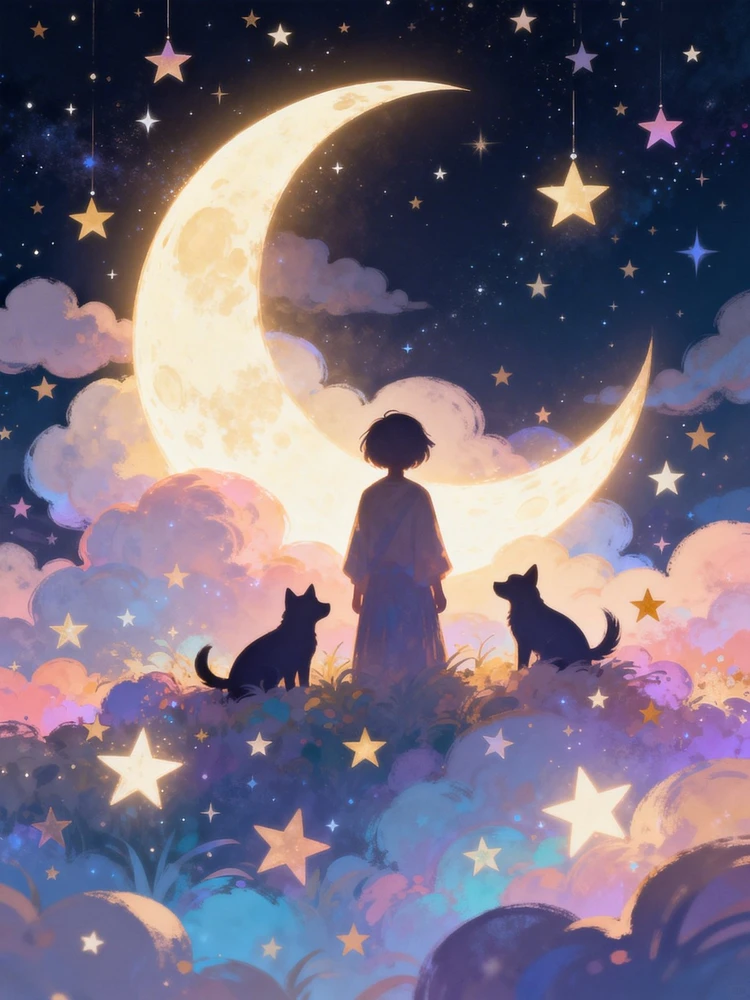 梦幻星月童话插画