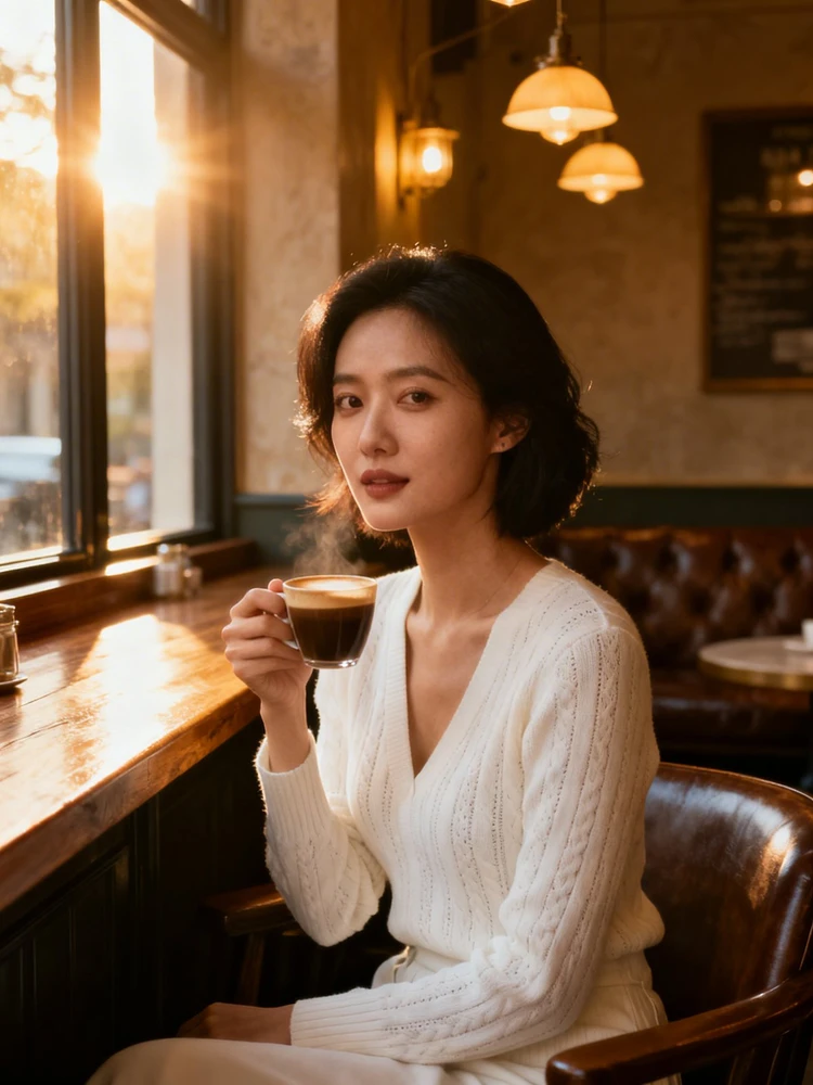 电影感咖啡馆现实场景写真