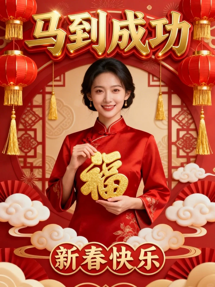 新年马到成功祝福海报