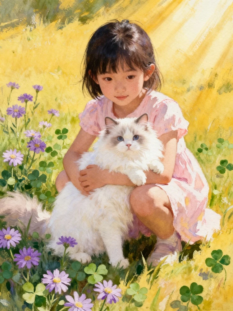 治愈系复古水粉插画