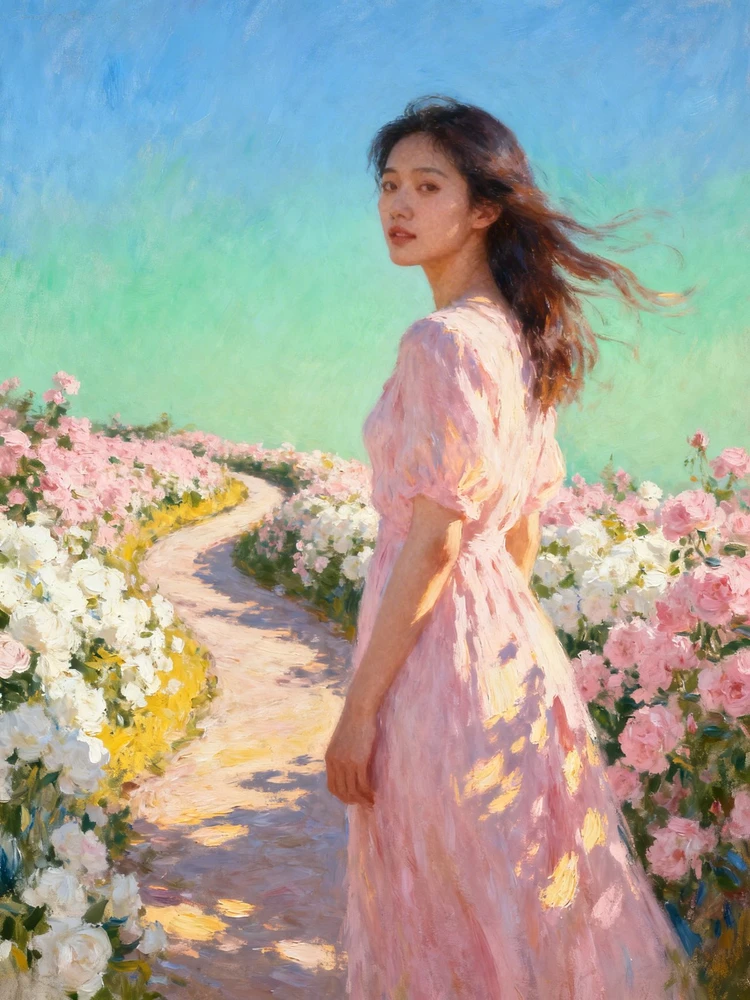 春日花园油画写真