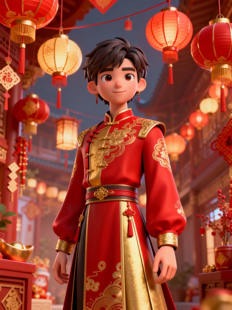 新年国潮3D喜庆海报