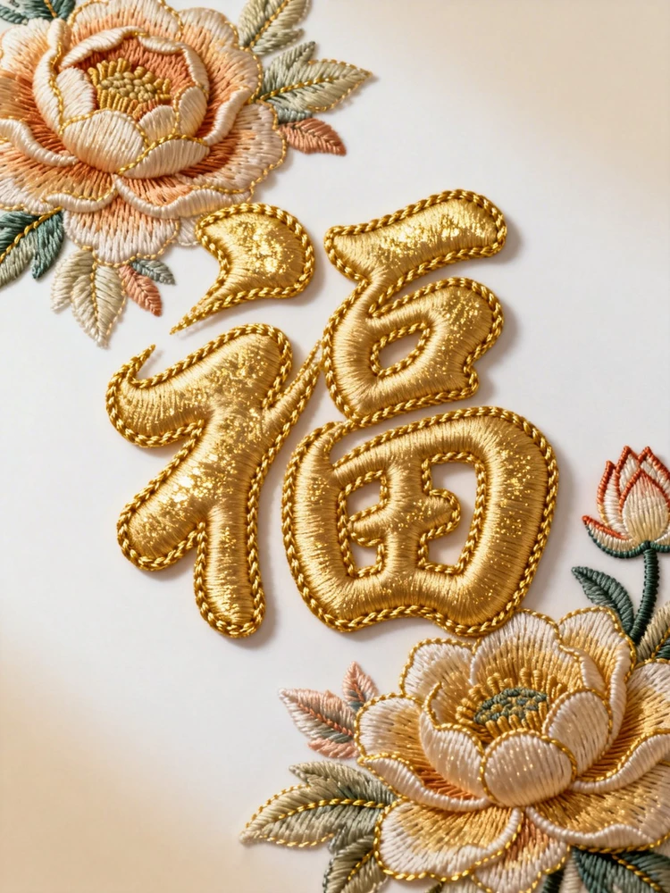 国风立体刺绣字纹生成