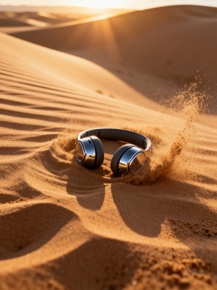 耳机沙漠质感广告图
