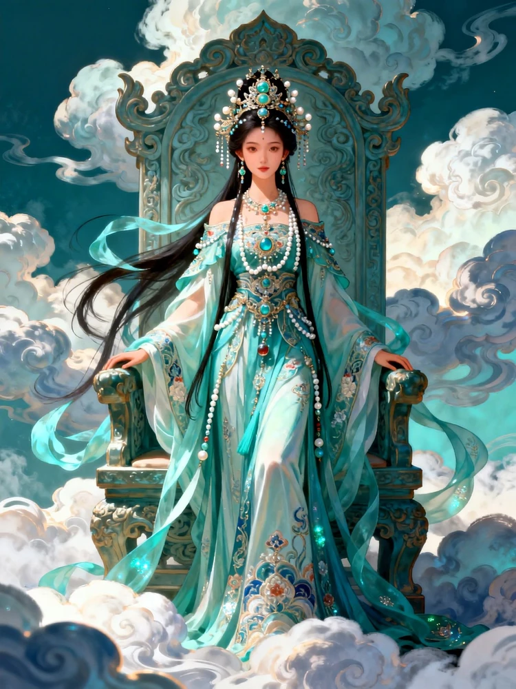 一键生成仙宫神女国风插画