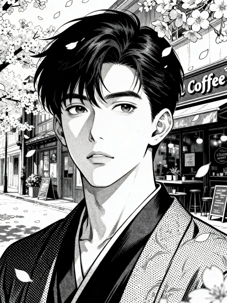 日系黑白漫画写真