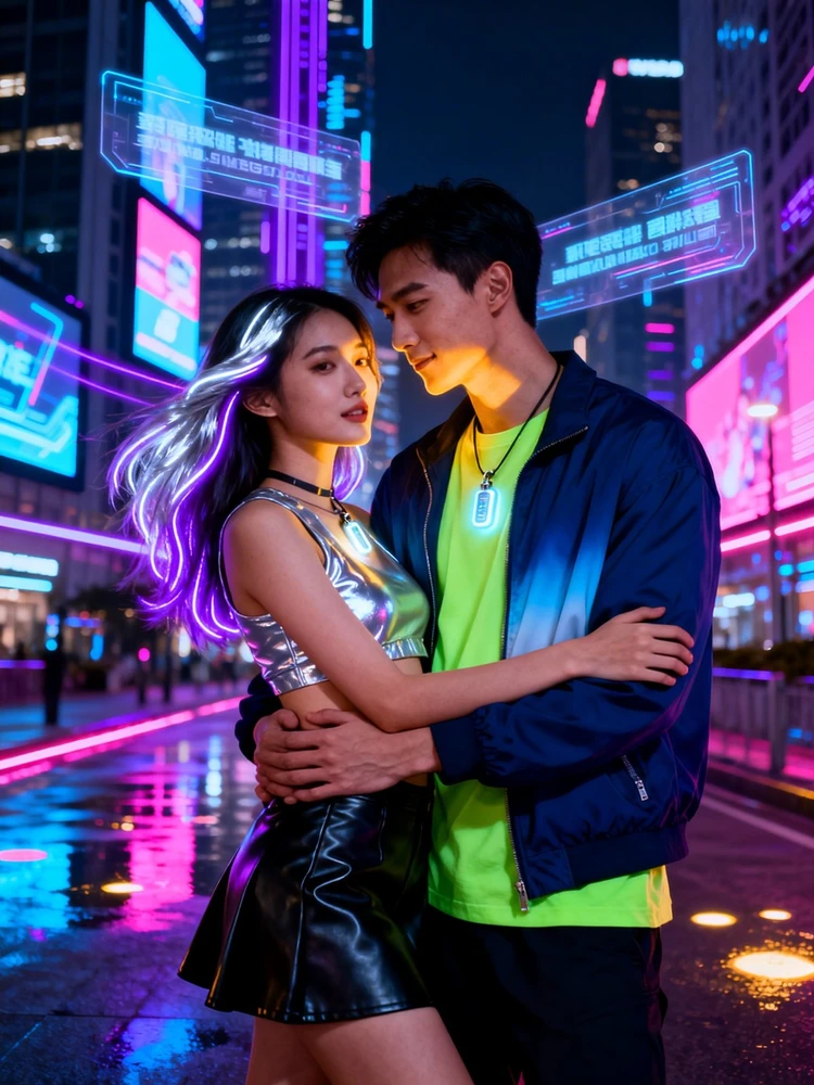 赛博霓虹情侣写真