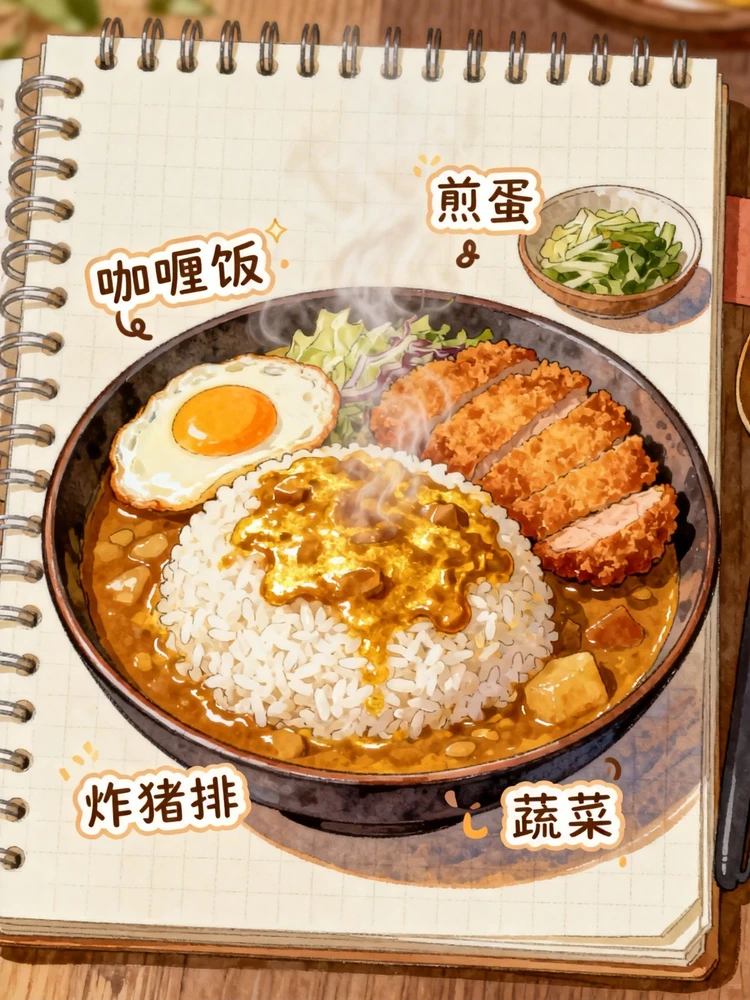 美食照片变日系手账插画