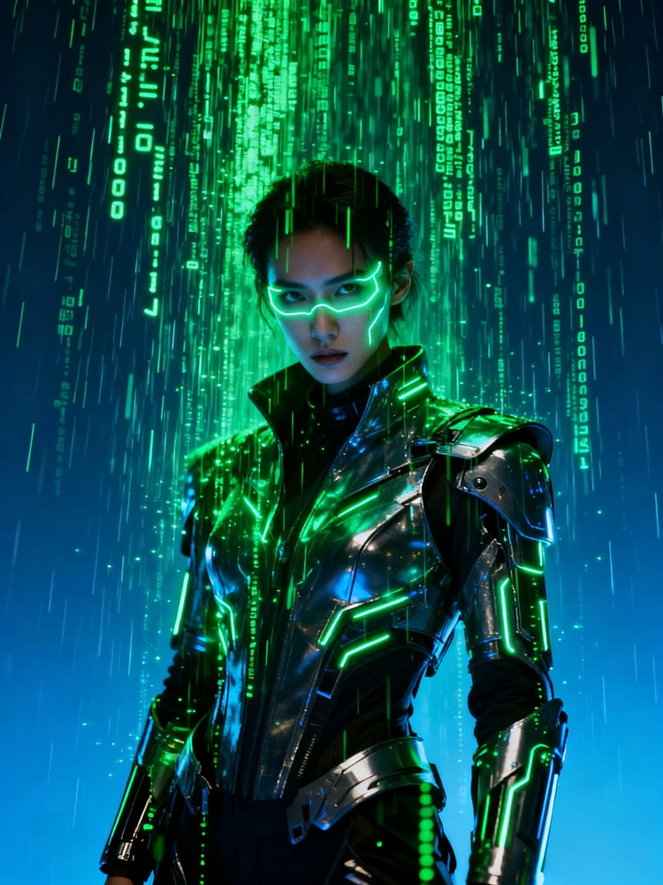 赛博代码雨电影感写真