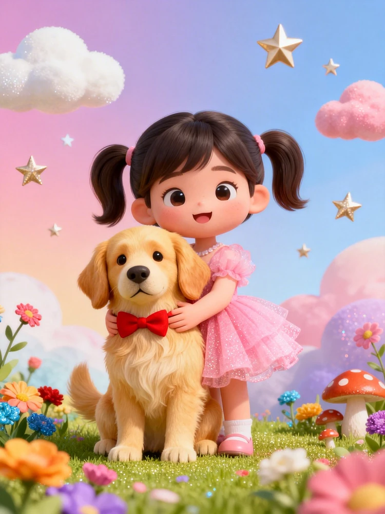 童趣颗粒感3D插画写真