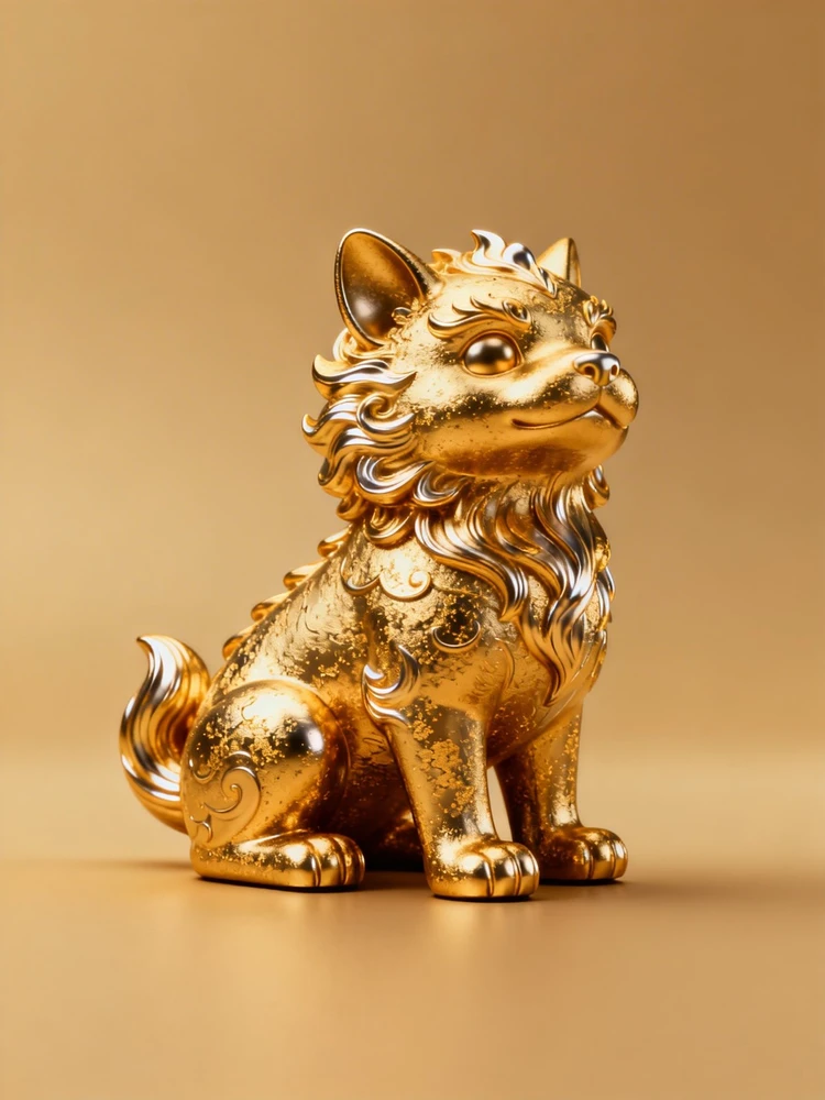 照片变3D鎏金灵兽雕塑